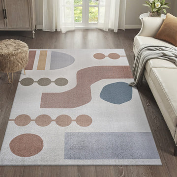Riley Abstract Coastal Kids & Novelty Machine-washable Area Rug